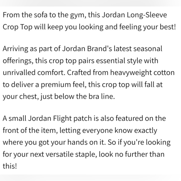 Jordan Flight Long Sleeve Loose Fit Crop Top - Picture 13 of 14